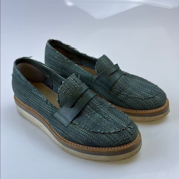 Laura Bellariva Blue-Green Woven Leather Loafers - Size 36 - N279-29 - Picture 1 of 8